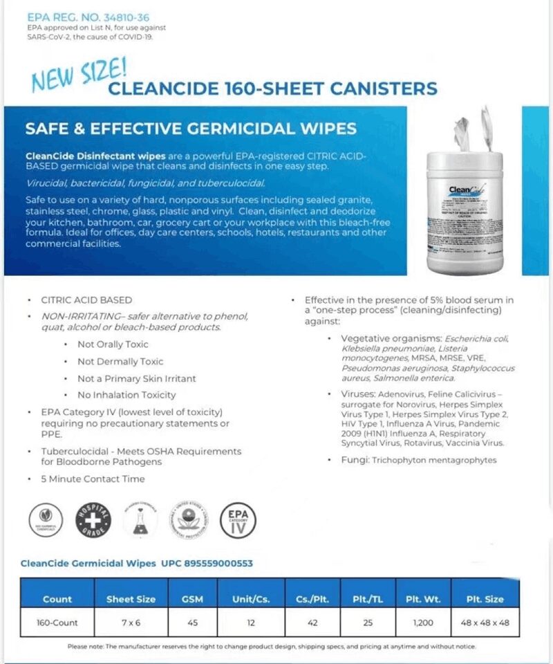 Cleancide Disinfect Wipes